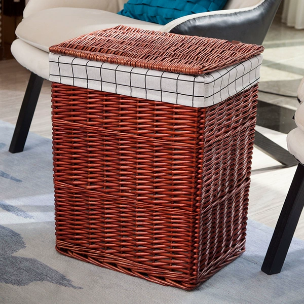 Red brown large checkered cloth+lid