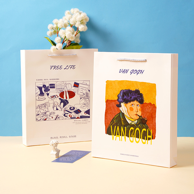 手提纸袋现货生日伴手礼品袋 创意卡通ins包装白卡纸礼物袋批发