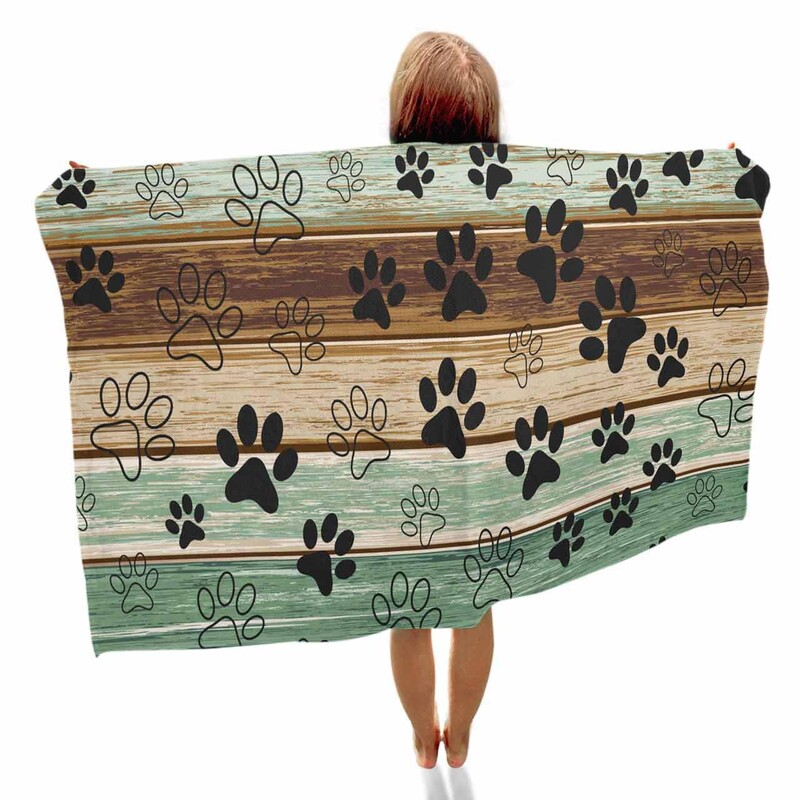 Farmhouse Paw Print Beach Towel Super Large Super Absorbent Lightweight Bath Towel Quick-drying suit Suitable for Bathroom Pool RV
