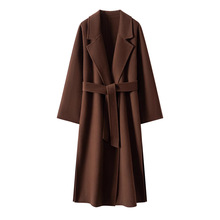 安可拉红双面羊毛大衣中长款时尚气质秋冬新款系带显瘦正品女装