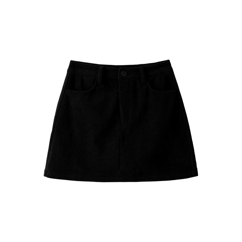 【秋季新品】灯芯绒工装短裙女秋冬复古拉链包臀百搭半身裙子女装|undefined