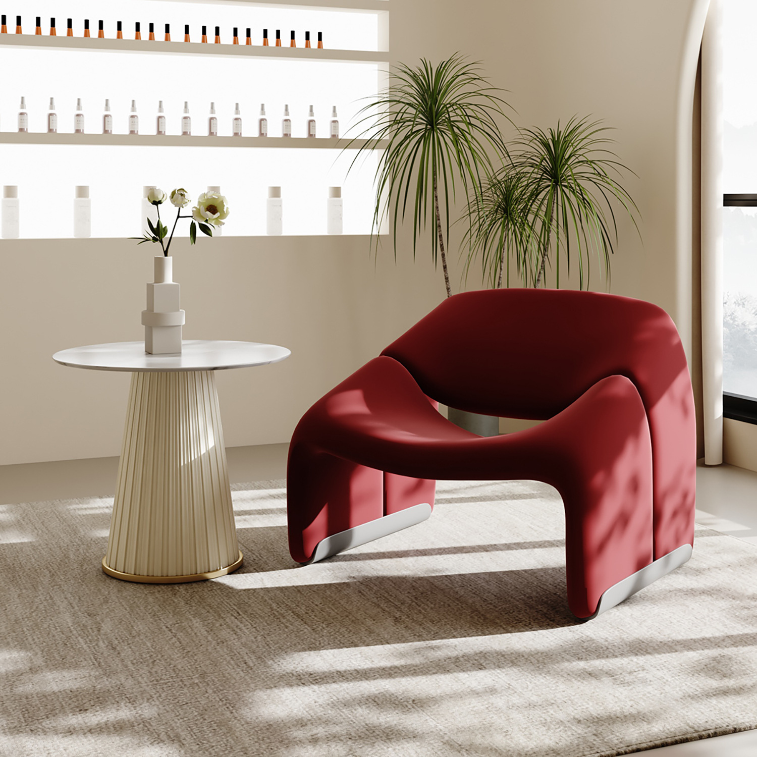 Francés color crema insofá perezoso salón de belleza club pequeño sala de estar mesa de negociación combinación de sillas