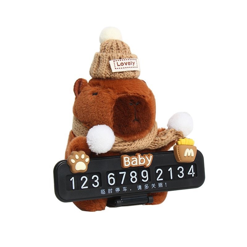 Placa de estacionamiento temporal de automóviles encantadora creativa capibara muñeca delfín muñeca muñeca tarjeta telefónica móvil