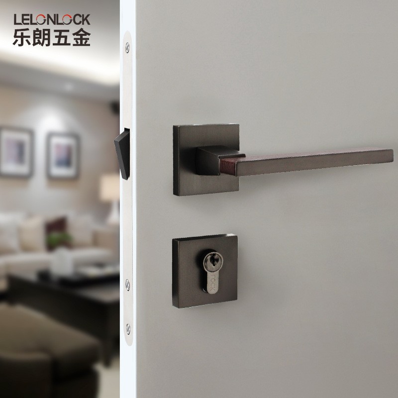 Cerradura de puerta interior personalizada lujoso dormitorio manija de puerta de cuero cerradura de puerta de madera sólida cerradura de mano silenciosa dividida
