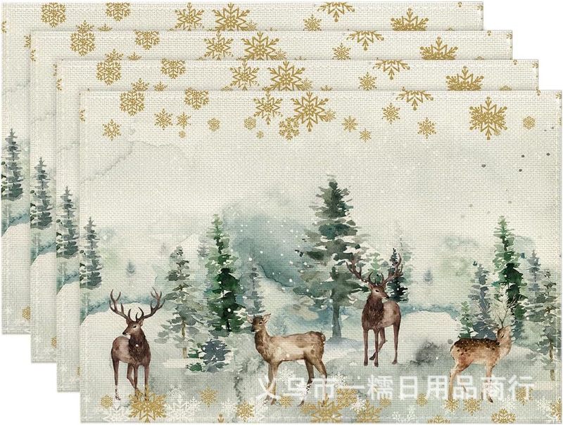 クロスボーダー爆発クリスマス雪だるま食事マット雪格子テーブルマットクリスマスパーティー装飾断熱マット祝日装飾|undefined