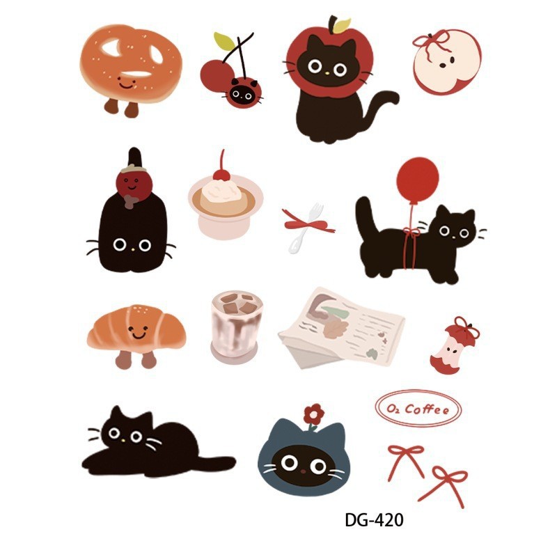 Pegatinas de bricolaje de gelatina estilo coreano ins pequeño gato negro Pegatinas de gelatina Cámara Teléfono móvil Computadora Pegatinas de gelatina Pegatinas de equipaje