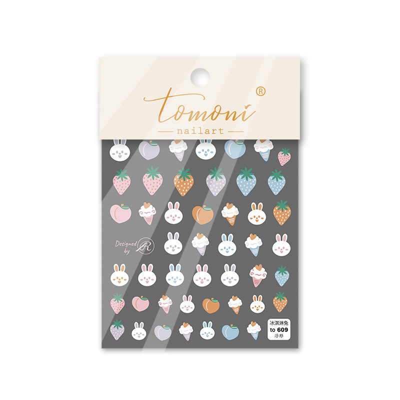 Japonés tomoni en relieve Etiqueta de uñas Flor de Papel y oso de dibujos animados verano lindo 5D adhesivo de alivio de uñas pegatina