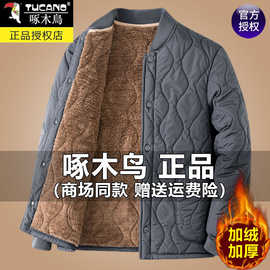啄木鸟羊羔绒棉袄男加绒加厚中老年爸爸冬装外套内胆冬季棉衣棉服