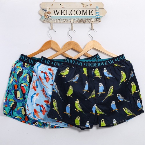 Men's underwear wholesale woven cartoon printed Arrow pants pure cotton fashion loose breathable boxer briefs