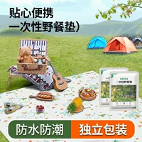 Одноразовый коврик для пикника, уличный легкий в переноске утолщенный влагостойкий коврик с покрытием, нетканый коврик с принтом в походном стиле