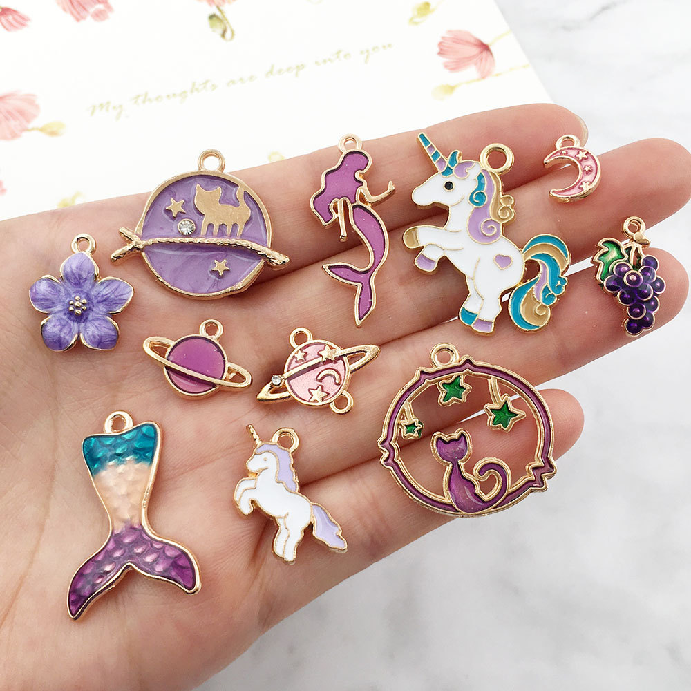 1 Piece Alloy Moon Unicorn Flower Pendant DIY Jewelry Accessories Earrings Necklace display picture 11