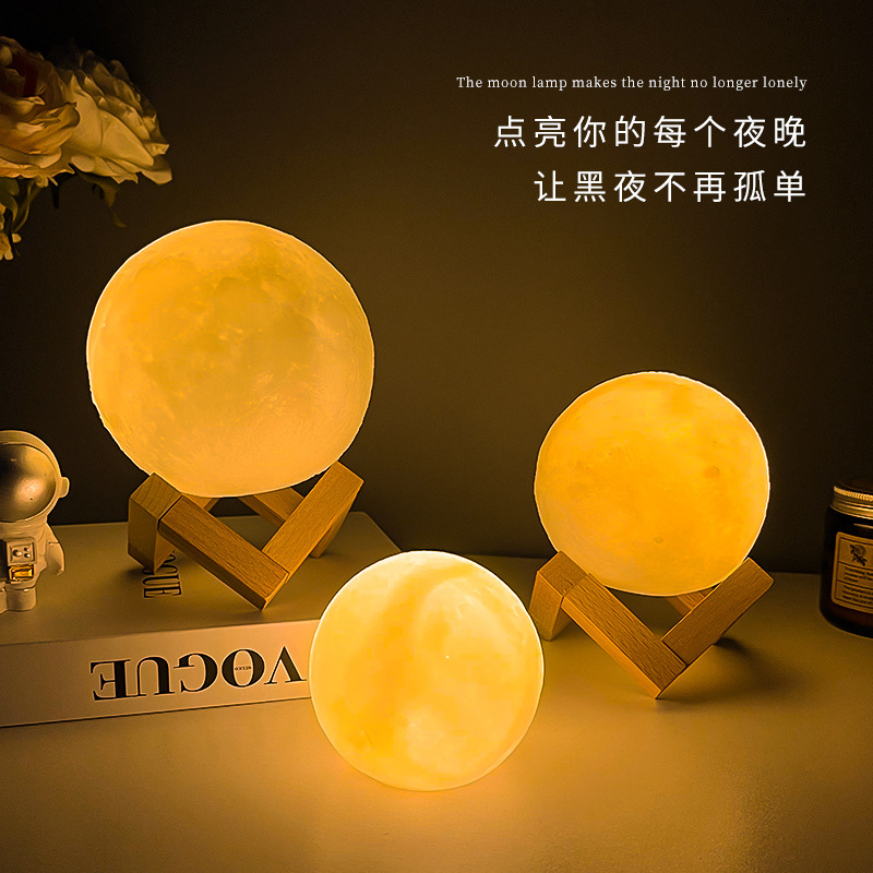 中秋节创意手绘diy月球灯led小夜灯卧室床头灯涂鸦星球灯桌面摆件|undefined