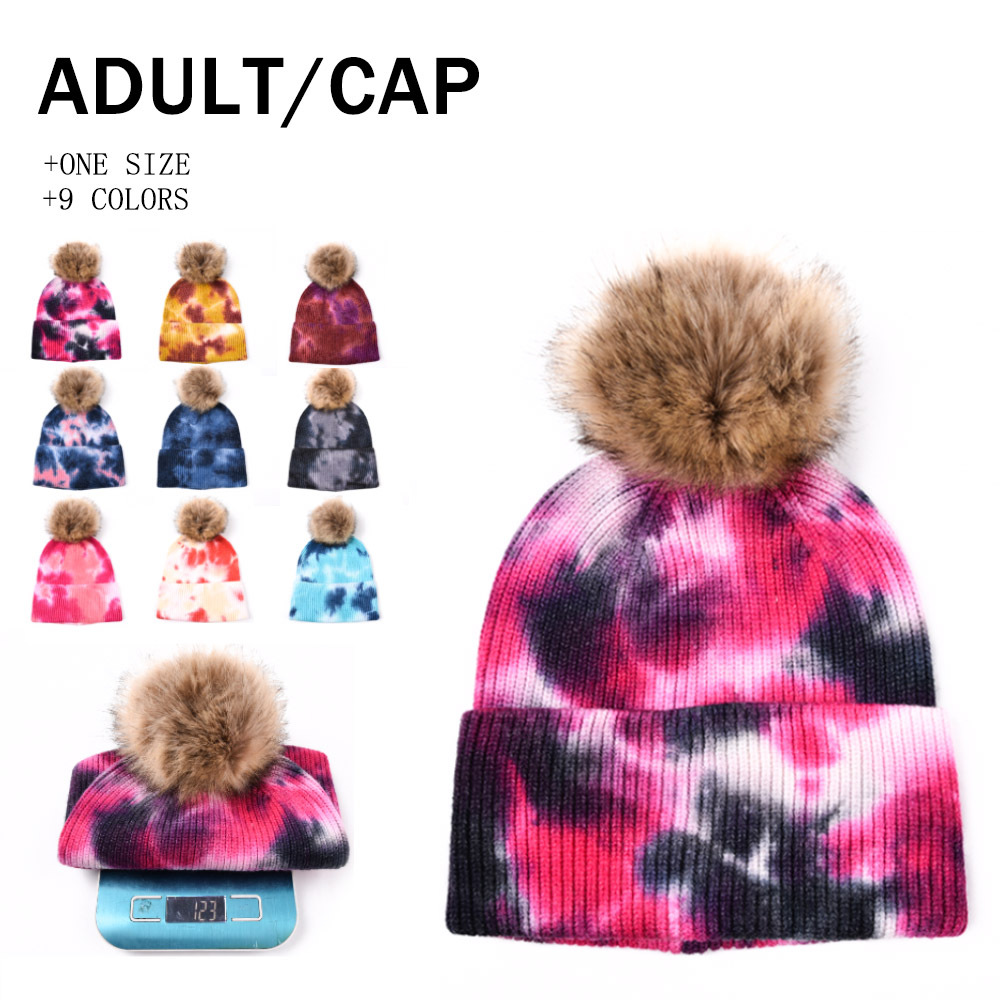 Unisex Ig Style Streetwear Tie Dye Pom Poms Wool Cap display picture 1