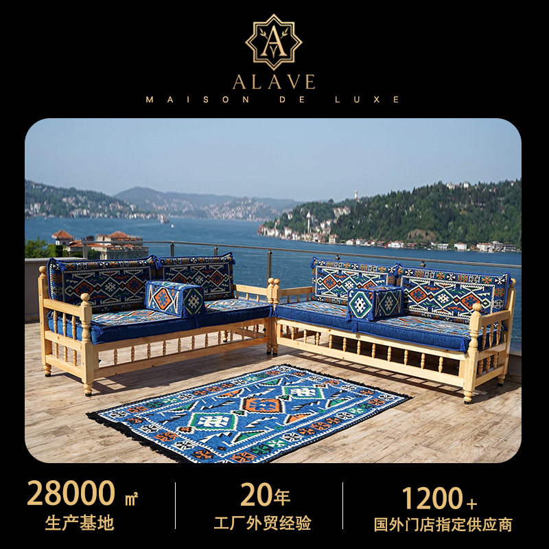 Arabic Traditional Wooden Stool Sofa Guangdong Foshan Furniture Factory Customized Sofa Set Oem Cross-Border Supply