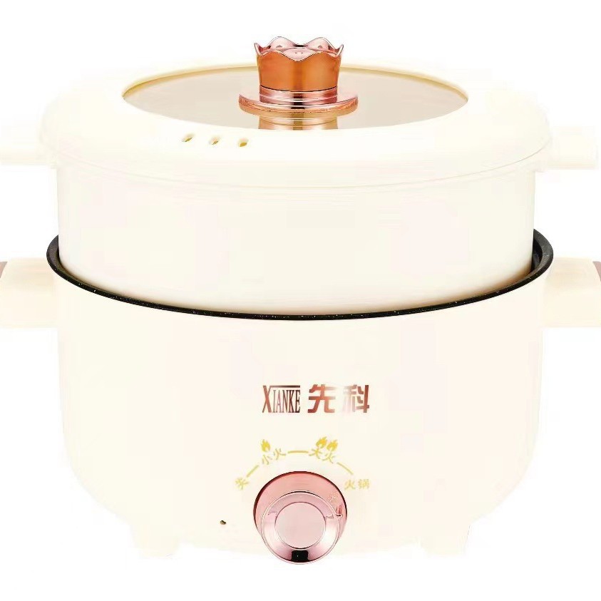 先科双耳電気煮鍋寮電熱小電気鍋小型家庭用粘着鍋多機能一体鍋煮麺鍋