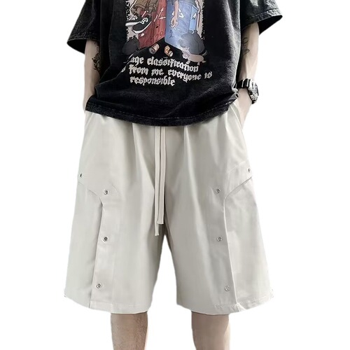 American work-style shorts for men, summer loose sports five-pocket pants, trendy brand high street ice silk cool casual mid-rise pants