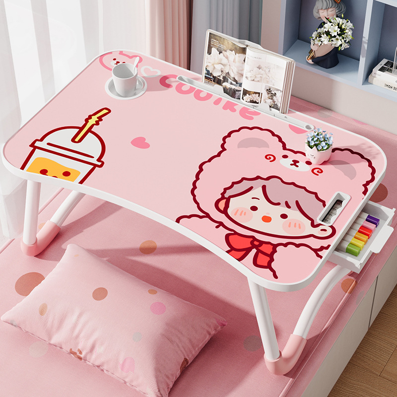 Bed Small Table Foldable Student Dormitory Upper Bed Computer Table Cartoon Study Table Desk Bedroom Home Bay Window