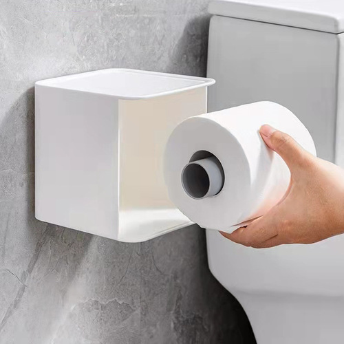 Fun roll paper bathroom wall-mounted plastic tissue box toilet paper storage rack desktop living room tissue box with logo
