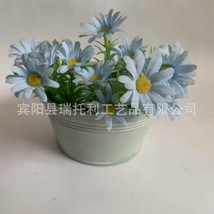 Custom American Retro Painted White Iron Wire Ear Balcony Succulent Desktop Ornament Pastoral Iron Art Bucket