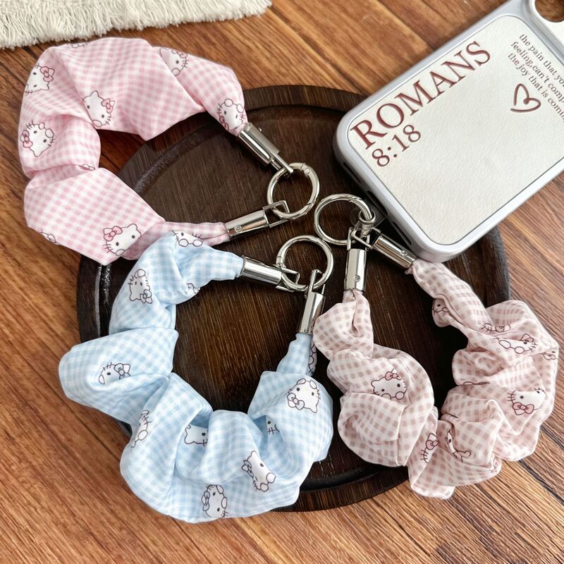 2026 new cartoon-printed phone lanyard, plaid fabric, large loop design, wrist strap, cute phone chain, perfect for girls 2026 new cartoon-printed phone lanyard, plaid fabric, large loop design, wrist strap, cute phone chain, perfect for girls