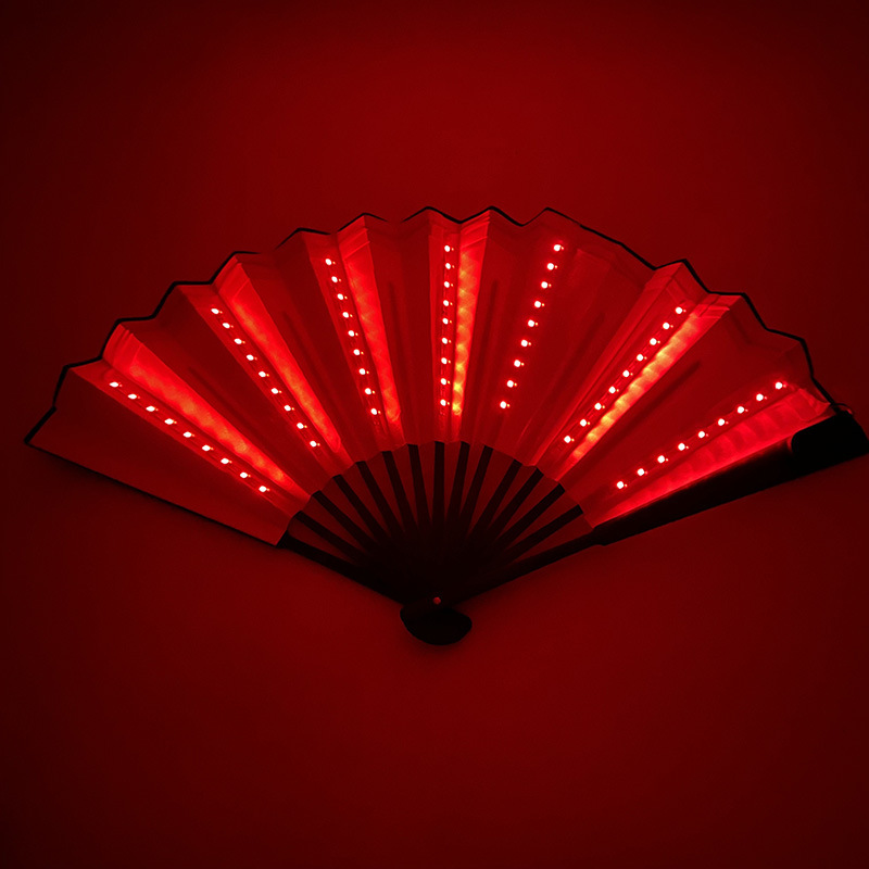 Nuevo abanico de encaje rosa con luces LED, regalo de boda, accesorio para el Festival Qixi, abanico plegable de estilo chino