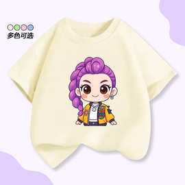 猎魔女团周边女童短袖T恤儿童学生圆领上衣童装卡通动漫衣服跨境