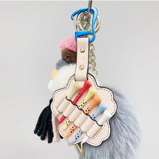 Outdoor Golf Nail Leather Case ins Ball Nail Card Holder Storage Bag Creative Ball Nail Hanging Buckle Card