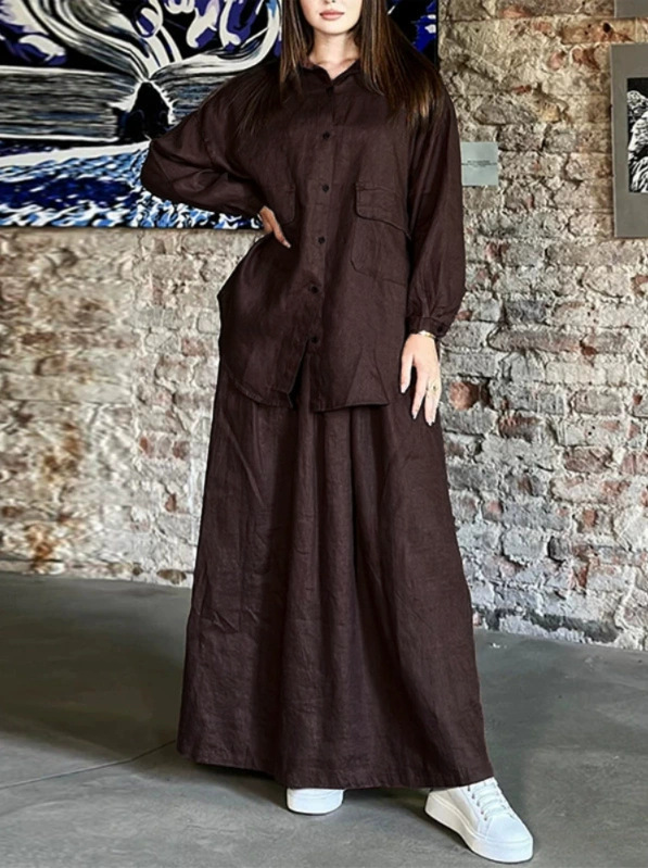 European American Cross-border 2025 Spring And Autumn New Women's Vintage Plus-size Collared Long-sleeve Shirt Dress_ecoleips.com