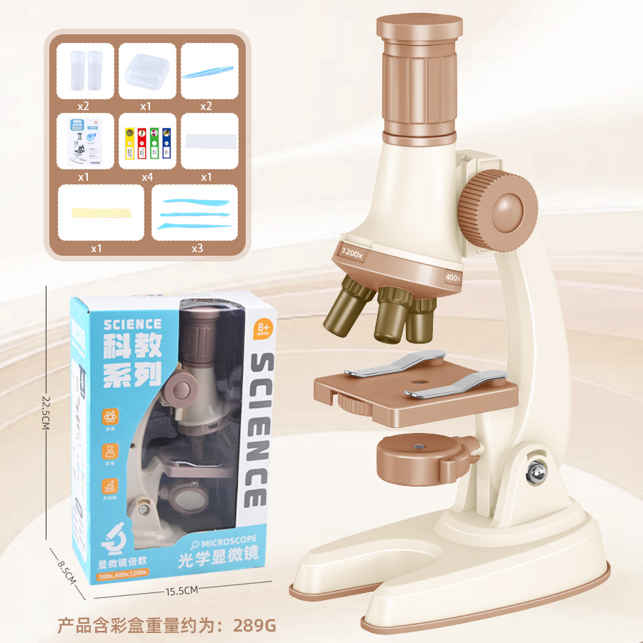 Calibración de microscopio para niños 1200 veces experimento científico rompecabezas de lupa STEM ciencia y educación estudiante de escuela primaria equipo de juguete