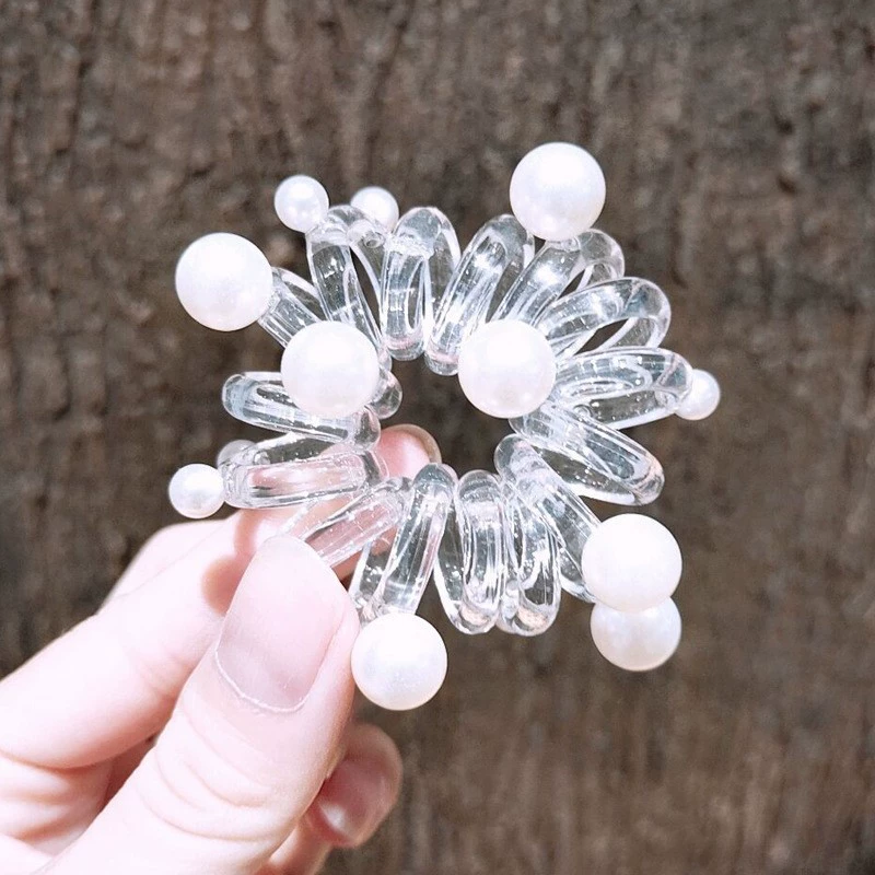Проволока для волос Telephone Coil Hair Rope (П ponytail) — матовая и прозрачная, корейский простой элегантный, ассорти цветов