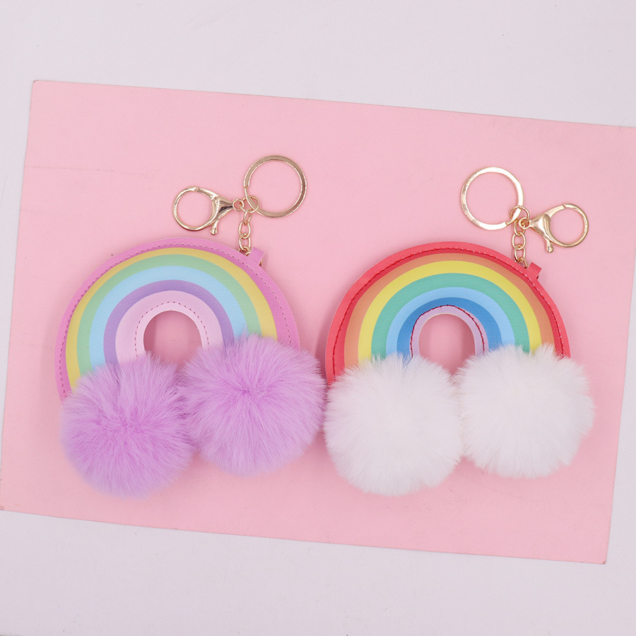 Modern Style Artistic Color Block Pu Leather Imitate Rex Rabbit Fur Alloy Women's Keychain display picture 5