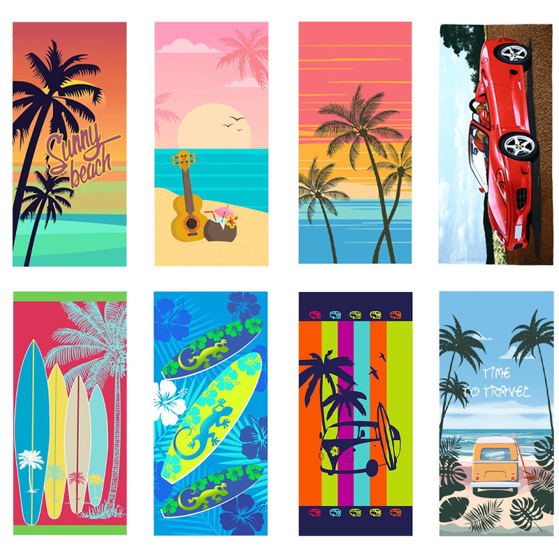 Foreign trade seaside holiday bath towel absorbent couple beach towel microfiber digital printing towel wholesale
