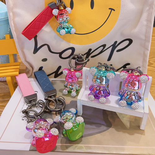 Diamond doll cartoon keychain wholesale acrylic trinkets car keychain cute couple bag pendant