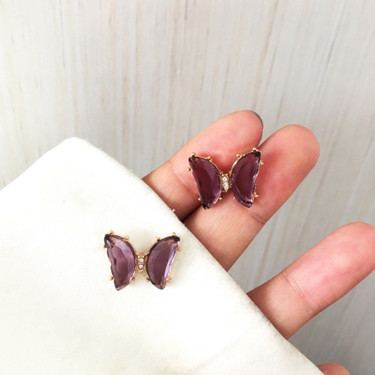 Summer Fashion Butterfly Earrings Purple Diamond Earringspicture5