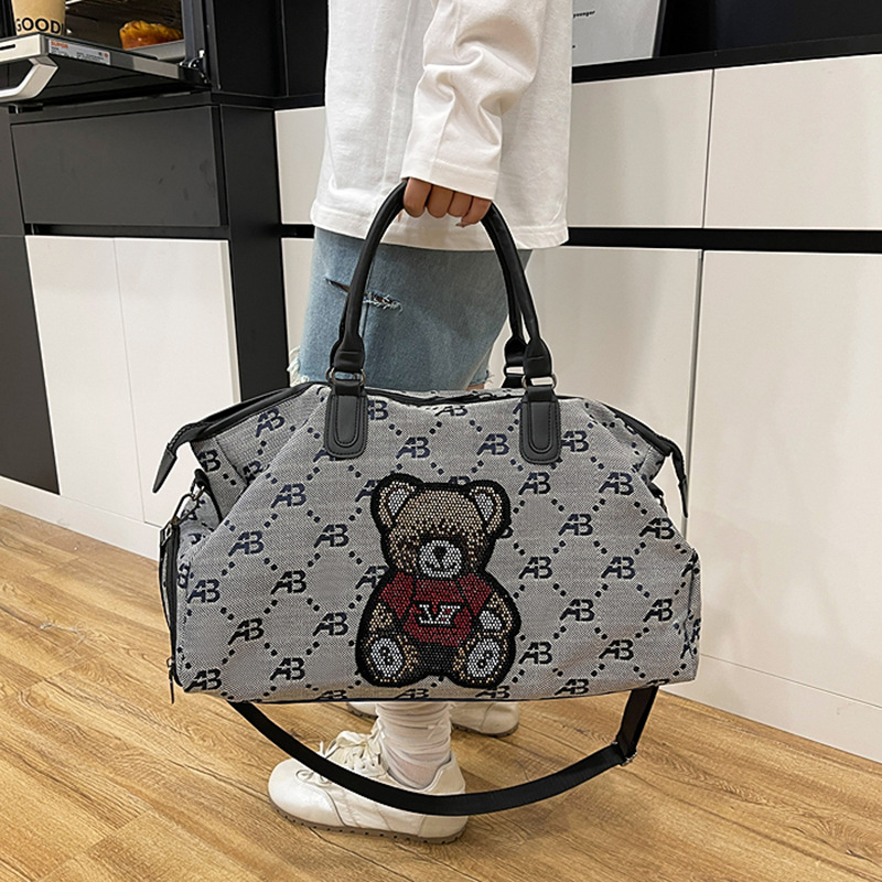 Cross-Border New Hot Diamond Bear Short-Distance Travel Luggage Bag Large Capacity Multi-Functional Fashionable Sports Yoga Bag for Maternity