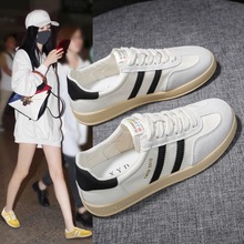 新品阿甘鞋女鞋新款秋冬季帆布板鞋复古平底薄款小白德训鞋黄白色