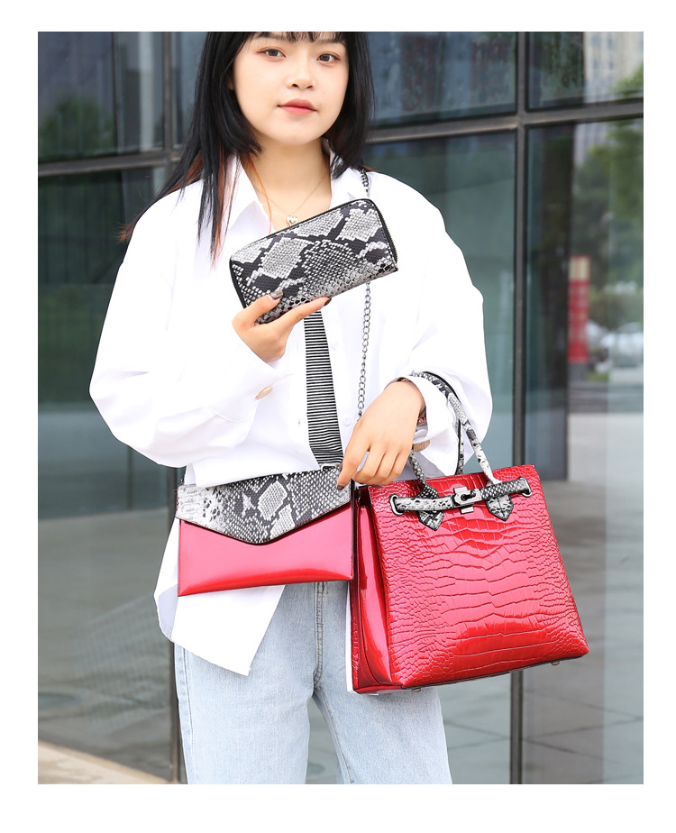 New European and American fashion crocodile pattern crossbody single-shoulder handbag bags for women, wholesale of mother and child set bags undefined