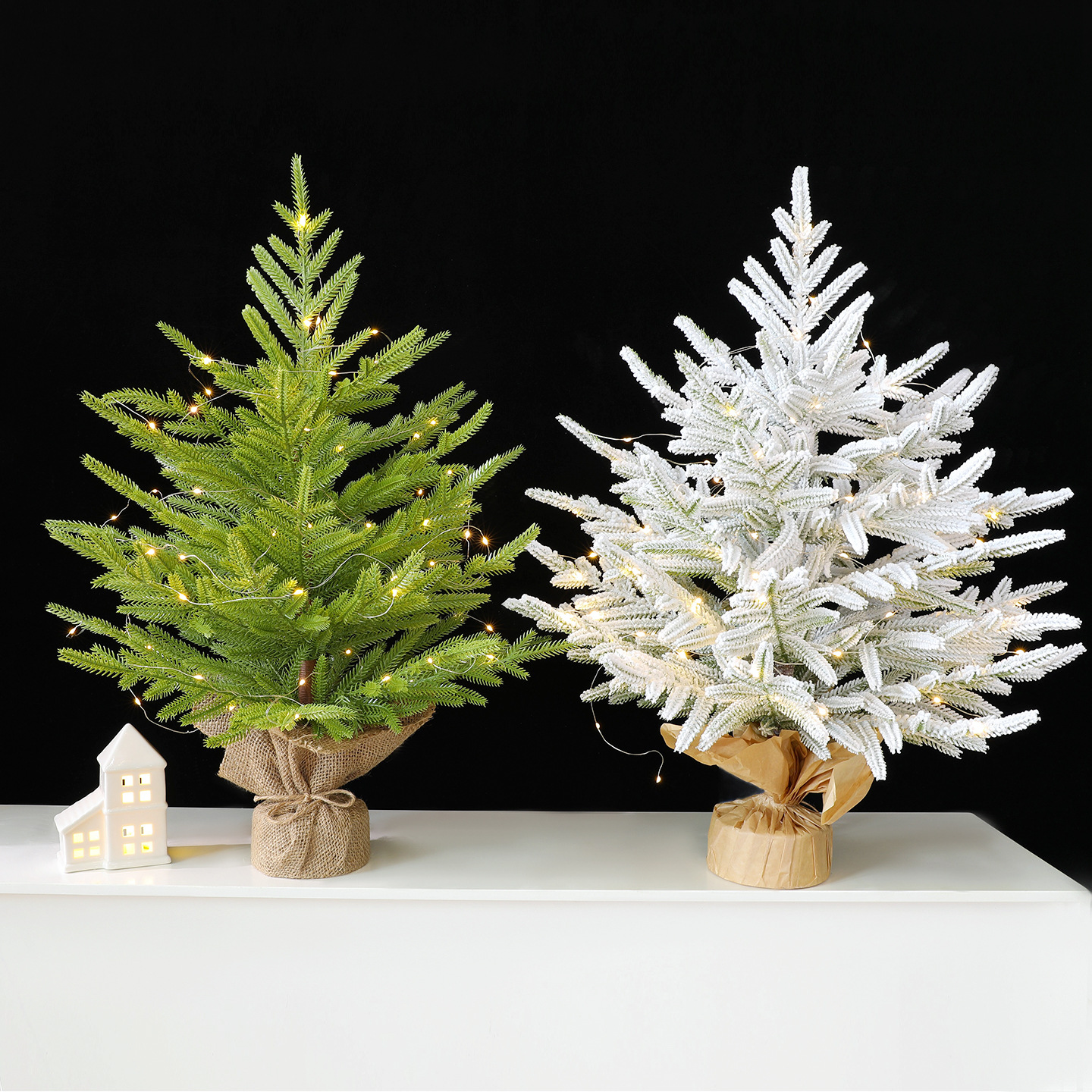 Shengyuan nuevo producto puro PE60CM escritorio decoración de árbol de Navidad hotel supermercado fábrica de decoraciones de ventanas en stock directo