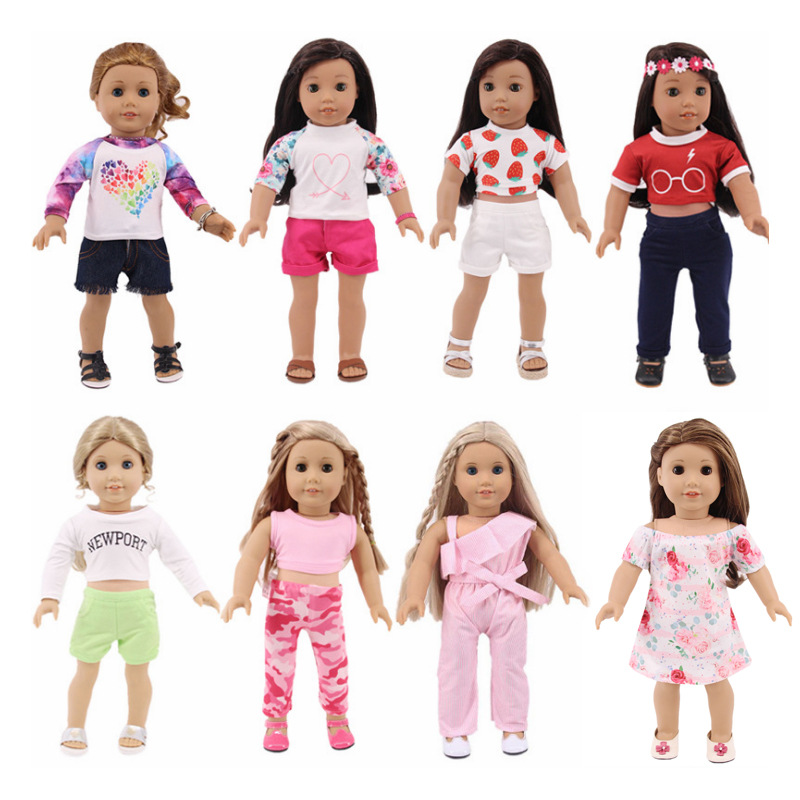 Nuevo 18 pulgadas American Girl Doll accesorios ropa traje 43cm xiafu muñeca vestir juguete fábrica pelo recto