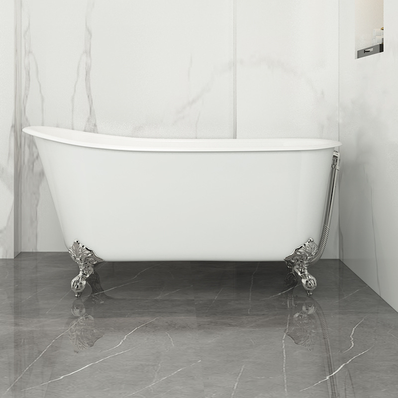 흰색 욕조 + 실버 피트 + 실버 배수구