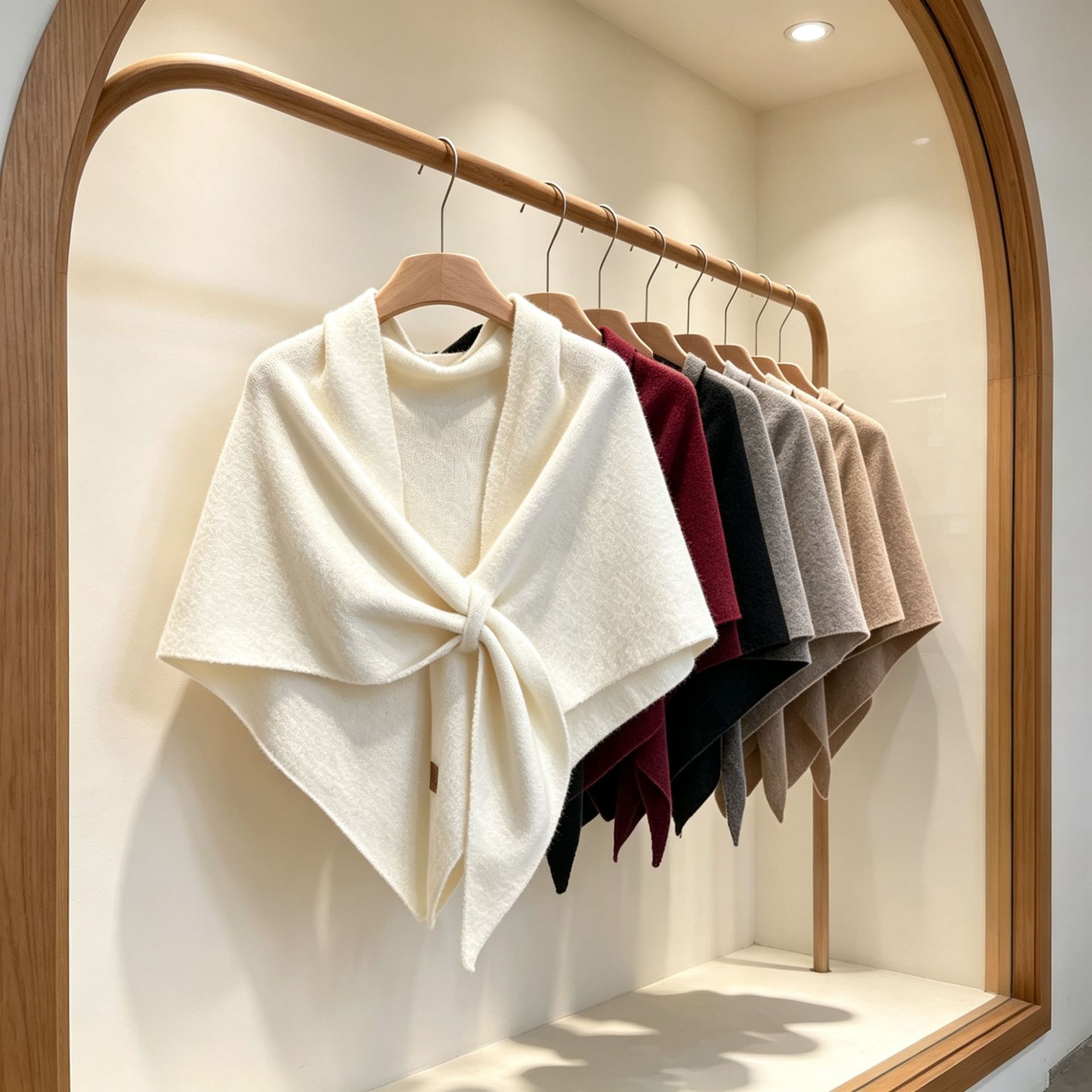 Solid Color Wool Blend Cross-Knit Shawl for Spring and Autumn, Fashionable Versatile Warm Neck and Shoulder Wrap