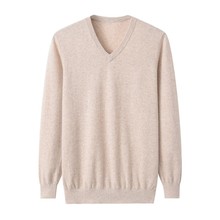 鄂尔多斯市产100纯羊绒衫男V领毛衣暧秋冬季鸡心领红色羊绒打底衫