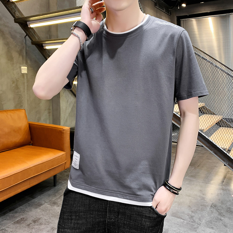 Ljetna nova muška majica kratkih rukava korejske modne marke za mlade, osnovna majica od čistog pamuka_voghion.com
