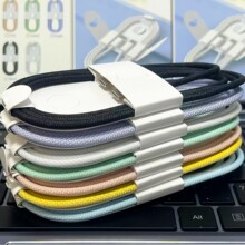 适用苹果60w编织线双type-cPD数据线彩色快充线马卡龙手机充电线