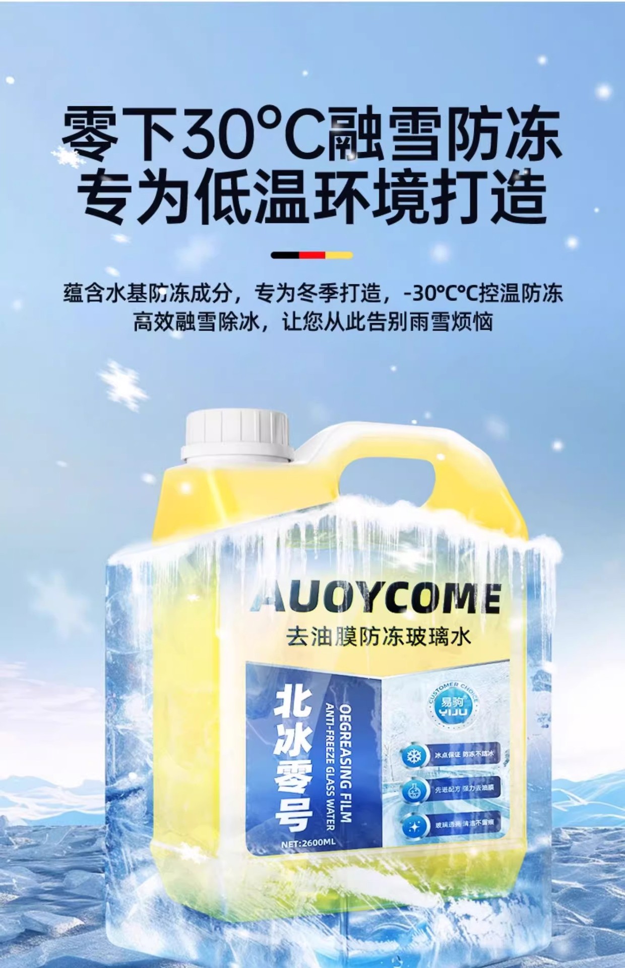 Oil Film Removal Glass Water Wiper Water for Automobiles to Remove Oil Film Winter Antifreeze Type Universal Icebreaker for All Seasons