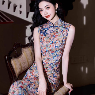 Chinese Style Cheongsam 2025 New Women's Summer Young Elegant Classy Republic of China Style Sleeveless Old Shanghai Improved Dress