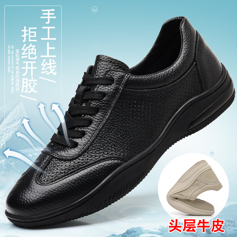 Piel de vaca de primera capa de verano nuevos hombres sandalias de cuero de cuero hueco transpirable para hombres zapatos casuales de todo fósforo zapatos de hombre