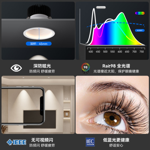 Xiaomi Smart Narrow Edge Anti-glare Spotlight with 98 Full Spectrum Chip for Commercial and Home Use Embedded Wall Washing Lamp