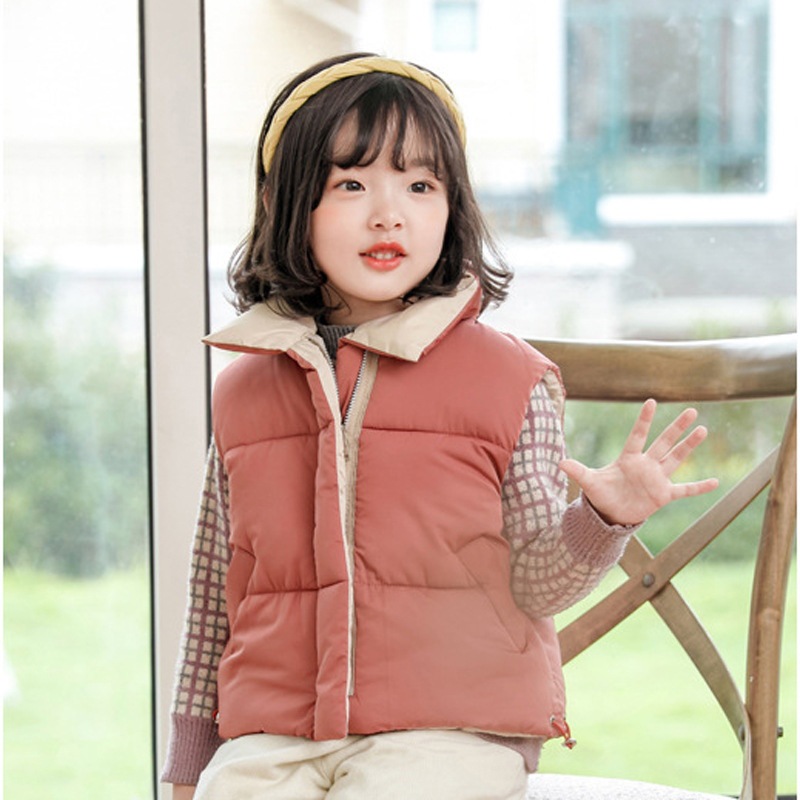 Niños collar de pie Chaleco de algodón niños y niñas Otoño e Invierno Nuevo abajo Chaleco de algodón bebé moda desgaste exterior chaleco medio y niños grandes
