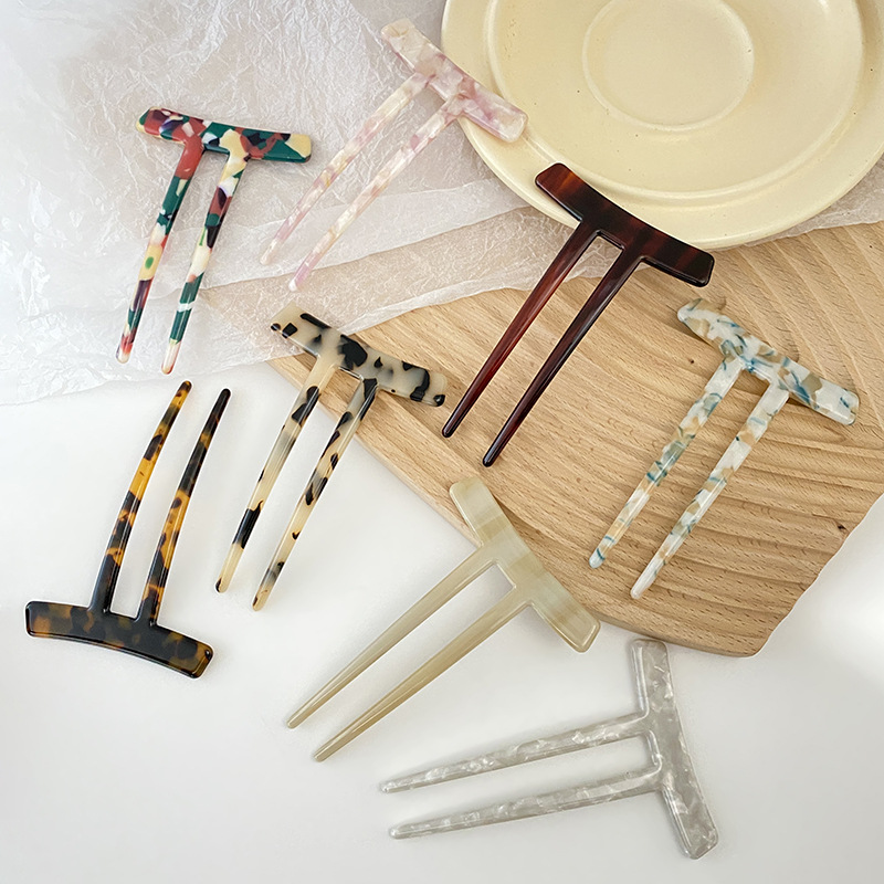 Creative Simple 2-Tooth Acetic Comb with Japanese and Korean Ins Style Retro Versatile Insert Comb for Women, Elegant and High-End, for Updo Hairstyles